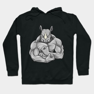 Rhino as bodybuilder with muscles Hoodie